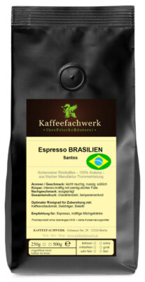 Espresso Brasilien Santos - Single Origin Espresso Bohnen vom Kaffeefachwerk