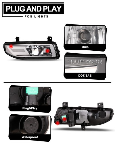 Faros Antiniebla Fog Lights For 2005-2015 Nissan Xterra &amp; 2010-2019 Frontier &ndash; Pair With Wiring &amp; Switch, Halogen, DOT Certified Nissan Frontier Fog Light Switch