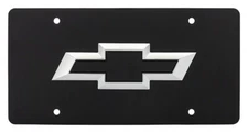 Chevrolet Black Chrome Bowtie 3D Logo on Black License Plate Official Licensed