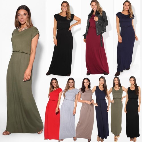 Women Winter Dress Ladies Plain Maxi 