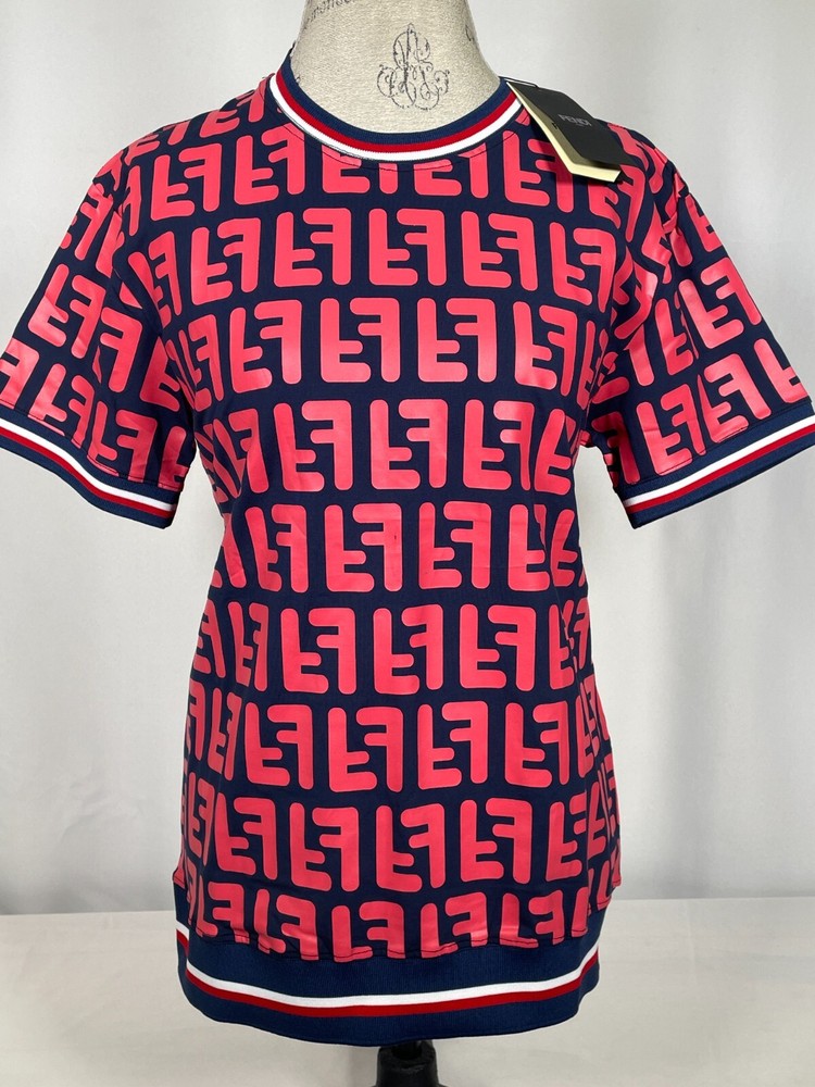 Fendi Roma All Over Monogram FF Logo Printed T-Shirt Women's XL NWT