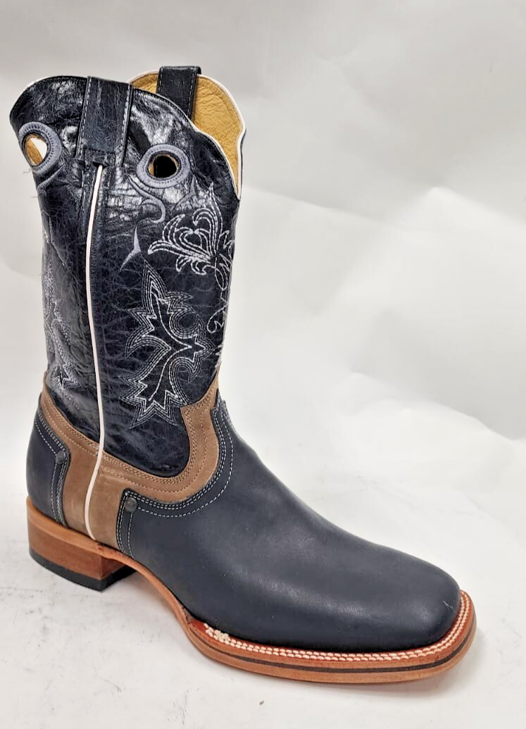 Men's genuine cowhide rodeo square toe rubber sole Handcrafted