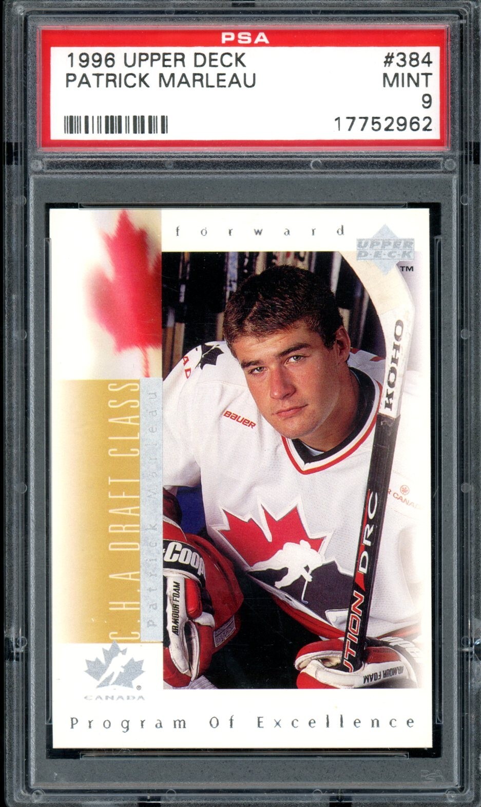 1996-97 Upper Deck NHL #384 Patrick Marleau Rookie Card PSA 9 MINT Sharks RC