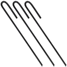50 PCS 12x1/4" Heavy Duty J-Hook Rebar Stakes Rust Proof Steel Ground Anchors
