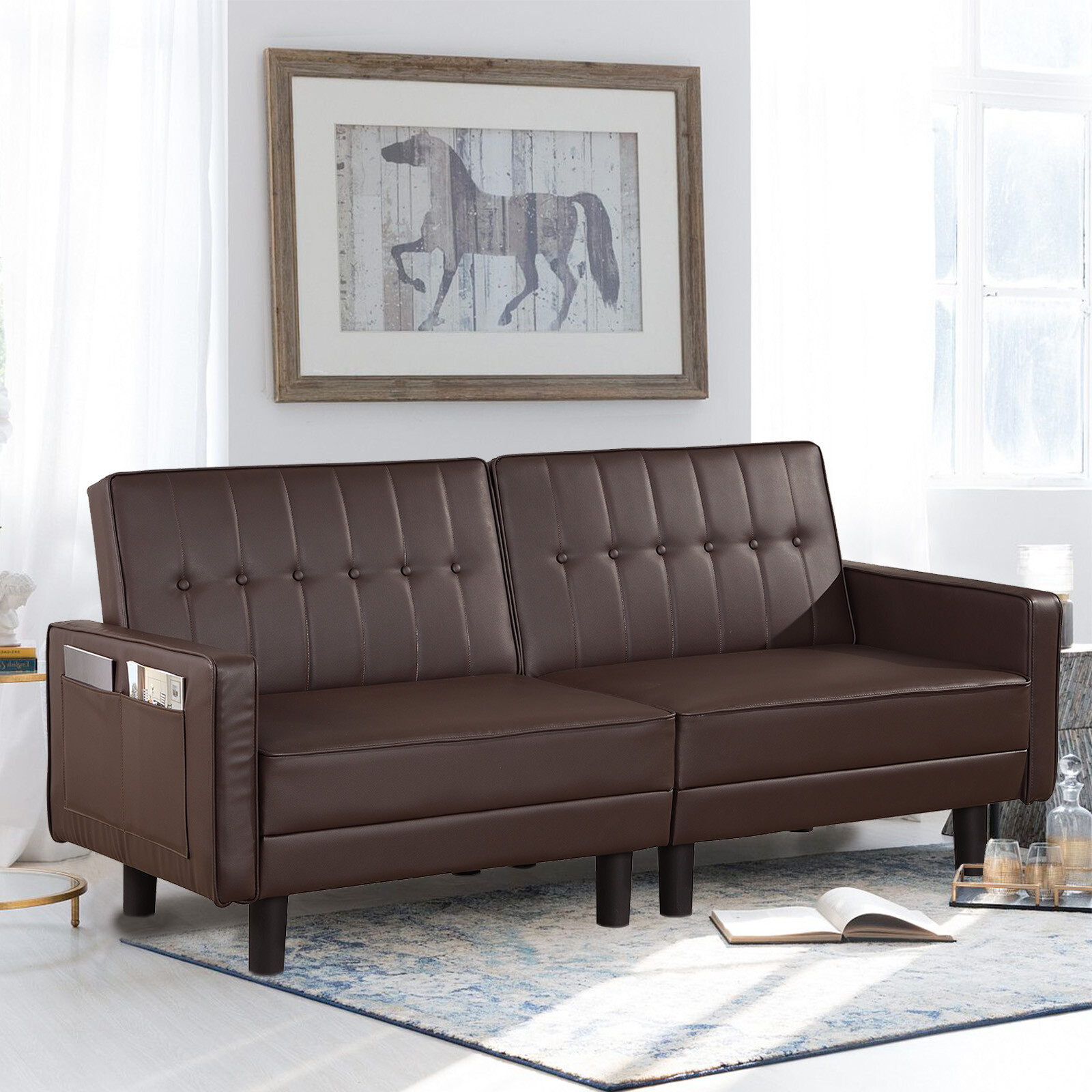 Convertible Sleeper Sofa Bed Futon Sofa Couch Sleeper with Folding Recliner