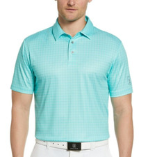 PGA TOUR Men's Check Print Short-Sleeve Golf Polo Shirt / Cockatoo / L