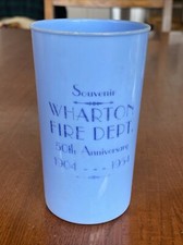 Vtg 1904-1954 Wharton NJ Fire Dept 50th Anniversary Blue Plastic Cup Souvenir