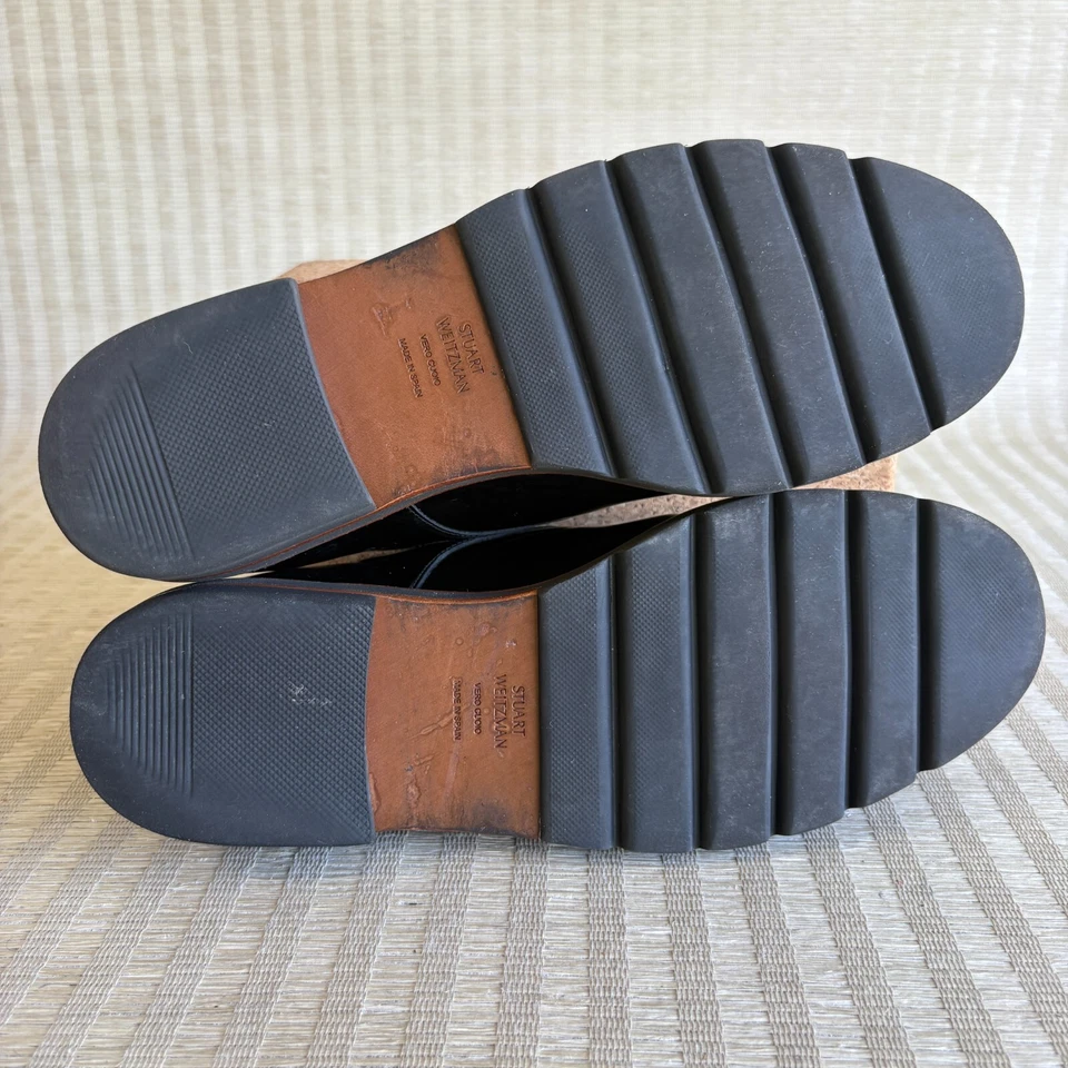 Sapato Stuart Weitzman Feminino Metro Oxford Preto Couro Patente com Cadarço Tamanho 8M - Imagem 4 de 4