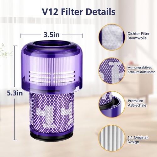 Waschbarer Hepa Filter für Dyson V12 Detect Slim Absolute Extra ,V12 Serie - Bild 8 von 10