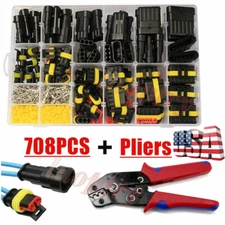 708Pcs 1-6 Pin Car Automotive Waterproof Electrical Wire Connector Plug Kit Set