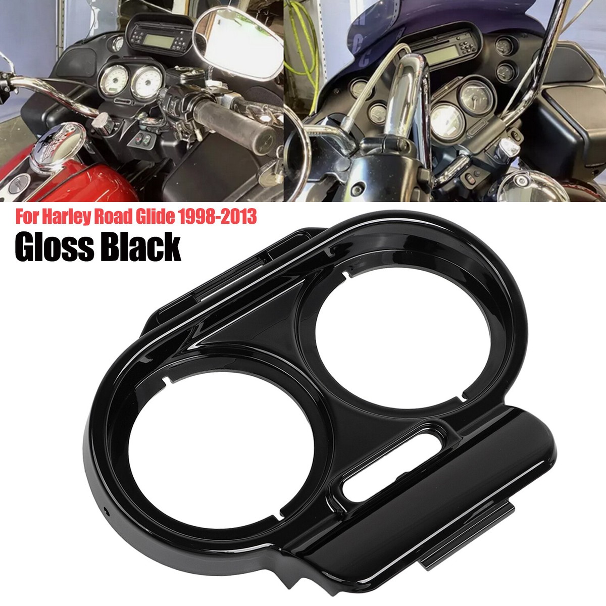 For Harley Road Glide 98-13 Vivid Black Gauge Cover Nacelle