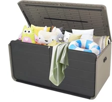 Domi 260 Gallon Resin Outdoor Storage Deck Box Waterproof w/Lockable (Black)