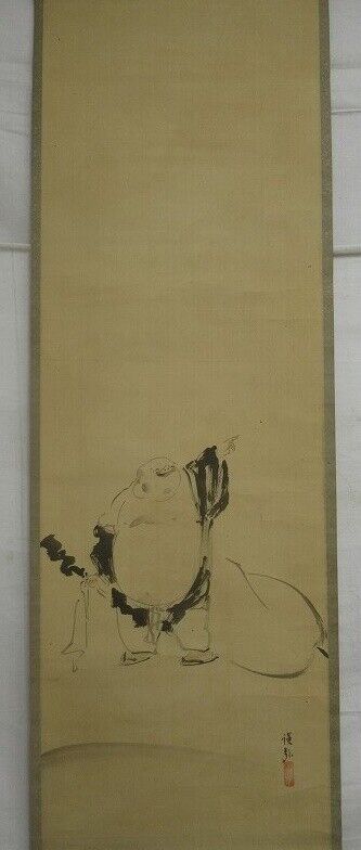 HANGING SCROLL JAPANESE New product! New type PAINTING JAPAN Old Lucky ANTIQ God Free Shipping New Hotei