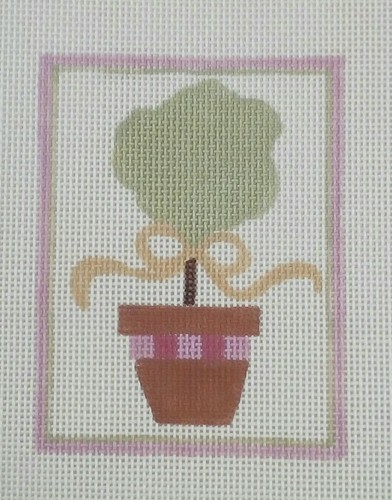 SEW MUCH FUN needlepoint HP handpainted canvas TOPIARY 3" x 3.75" 18mesh - 第 1/5 張圖片