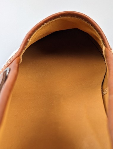 Moncler Mens Leather/Canvas Loafers in Brown/White Size 43 EU | 10 US - Picture 8 of 12