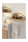 BINOGold06-Hanging Shelf Wall Shelf Kitchen Shelf Bathroom Shelf Shelf Wood Elips - Set of 2