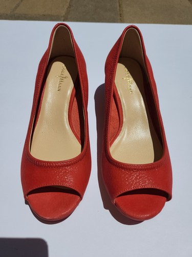 cole haan Wedge red leather peep toe 