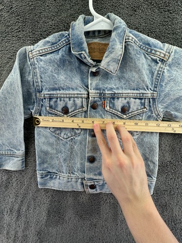 VTG Levi's Youth Boys Trucker Jacket Size 5 Blue Denim Orange Tab Light Wash - Picture 10 of 20