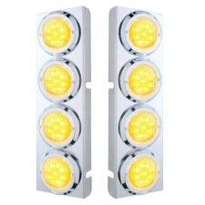 Front Air Cleaner Bracket w/ Amber LED Lights & Bezels f/ Peterbilt - Clear Lens