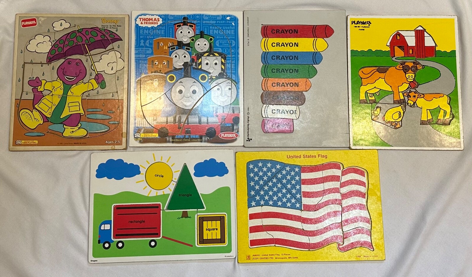 Lot of 6 Vintage Kids Wooden Puzzles eBay