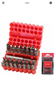 Dekton 33-teiliges Sicherheits-Schraubendreher-Bit-Set Sechskant manipulationssicher Schraubenschlüssel Torx Sternschlüssel
