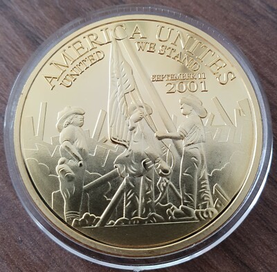 11. SEPTEMBER USA 2001 - WORLD TRADE CENTER - FEUERWEHR - MEDAILLE - VERGOLDET