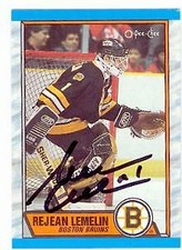Rejean Lemelin autographed hockey card (Boston Bruins) 1989 O-Pee-Chee #40