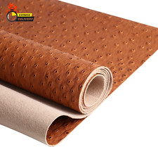 Ostrich Leather Tan/Brown Vinyl Faux Leather Upholstery Fabric for Hand Crafts D