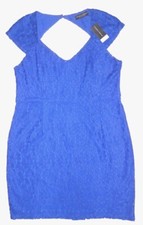 Kleid Freizeit- Party D.Perkins XXL/44-46 Spitze Royalblau Schlitz Reißverschl.