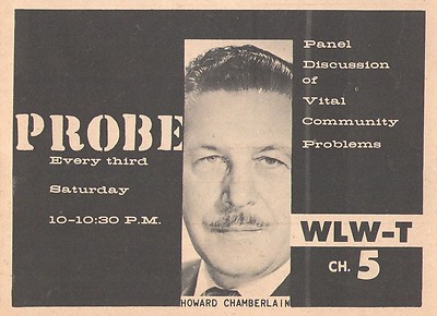 1960 WLW TV AD / HOWARD CHAMBERLAIN HOSTS PROBE in CINCINNATI,OHIO
