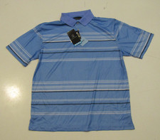 PGA TOUR MotionFlux Polo Blue White Stripe Shirt Size L Large NWT Mens