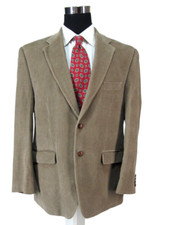 Ralph Lauren Corduroy Blazer 42R Tan Sport Coat Jacket Braided Leather Buttons