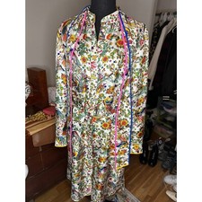 Tory Burch Contrast Binding Printed Dress 10 Promised Land NWT Shirtdress