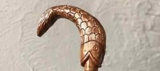 Hand Carved Wooden Fish Handle Walking Stick Walking Cane For Men Women Gift ZW1