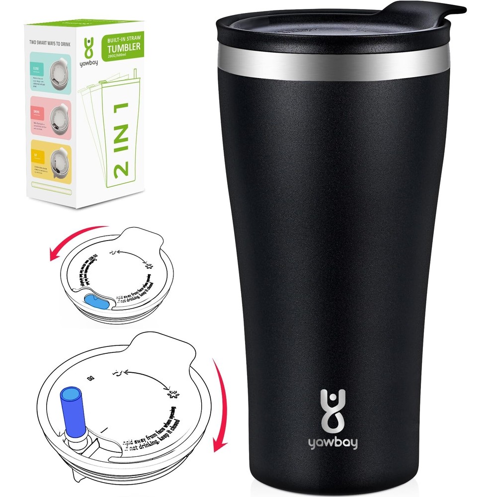 20oz Leakproof Insulated Tumbler with Lid and Straw Double-Walled Travel Mug