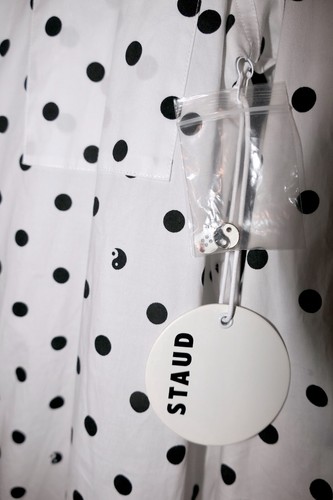 NWT STAUD L Daisy Yin Yang Symbols in Polka Dot Stretch Cotton Maxi Shirt Dress - Picture 3 of 15