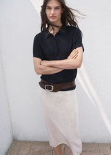 NEW Mango Short-sleeved polo-neck sweater NAV...