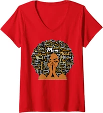 Black Mom African American Afro Mothers Day Cool Ladies' V-Neck Tshirt