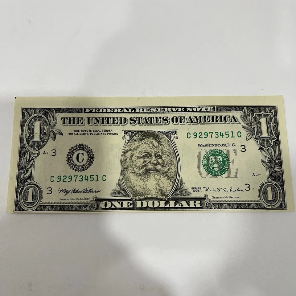 1998 Santa Claus Limited Edition Real Legal Tender One Dollar Bill Uncirculated - Image 2 of 4