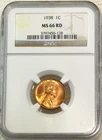 1938 P Lincoln Wheat Cent NGC MS66RD Bright Red Luster, PQ New Holder #V332L