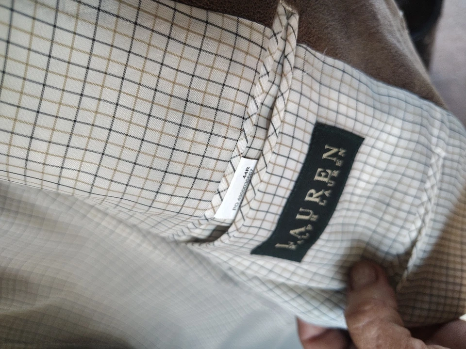 Blazer Ralph Lauren Masculino 44R Marrom Couro Sintético Vegano Camurça Casaco Esportivo Jaqueta - Imagem 3 de 4