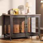 37.5 Inch Furniture Style Large Heavy Duty Dog Crate with Wheels &Removable Tray