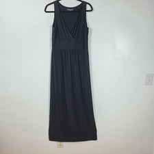 Lauren Ralph Lauren Maxi Dress 12 Womens Medium Black Excellent Surplice V-Neck