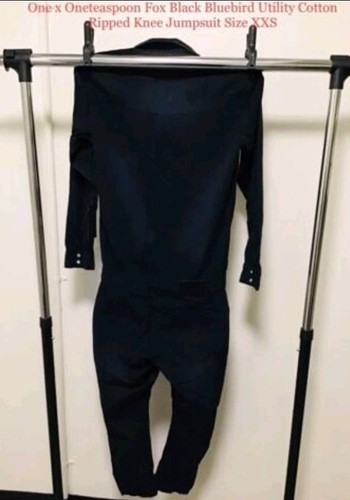 Oneteaspoon Fox Black Bluebird Utility Cotton Rip Knee Jumpsuit Size XXS NWT - Picture 7 of 16