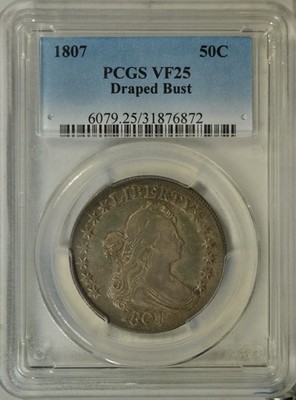 1807 Draped Bust half dollar, PCGS VF  25