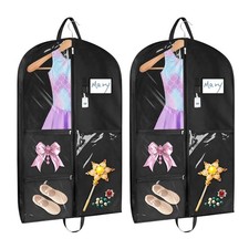 Garment Bags for Dance Costumes 2 Pack, 43 Inch Black Kids Garment Bag with 5...