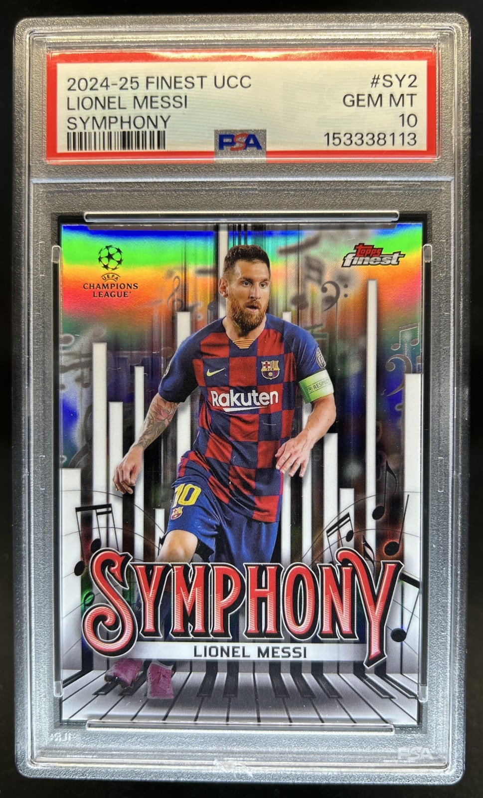 2024-25 Topps Finest UEFA Lionel Messi Symphony #SY-2 Barcelona PSA 10 GEM MINT