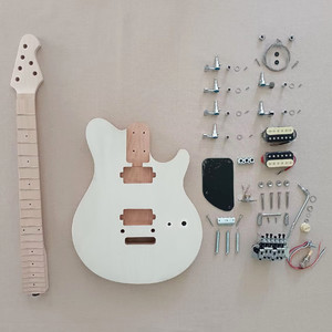 DIY Electric Guitar Kit Mahogany Body Maple Fretboard Neck Flame Top CR Part