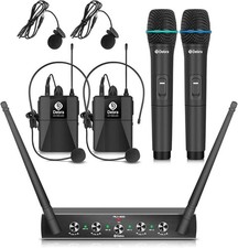 D Debra Audio AU400 Pro UHF 4 Channel Wireless Microphone System with Cordless