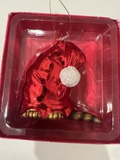 Adorable Hand-Blown Glass Kitten Cat in Christmas Santa Hat Ornament 5.5"